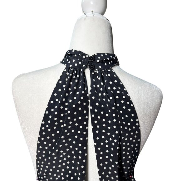 Zara Womens Size S Open Back Black White Polka Dot Halter Wide leg Jumpsuit - Picture 4 of 10